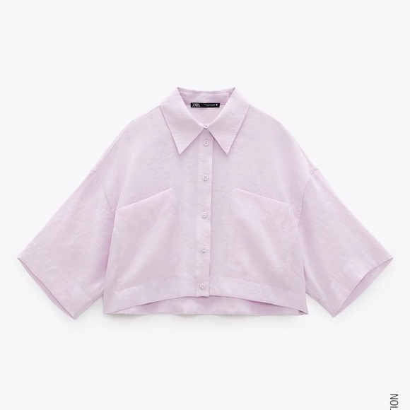 Zara Tops Zara Flowy Cropped Shirt Poshmark